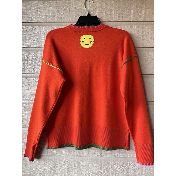 Kerri Rosenthal womens Orange NEXT SMILE'S ON YOU Knit Pullover Sweater size XL - Picture 2 of 5